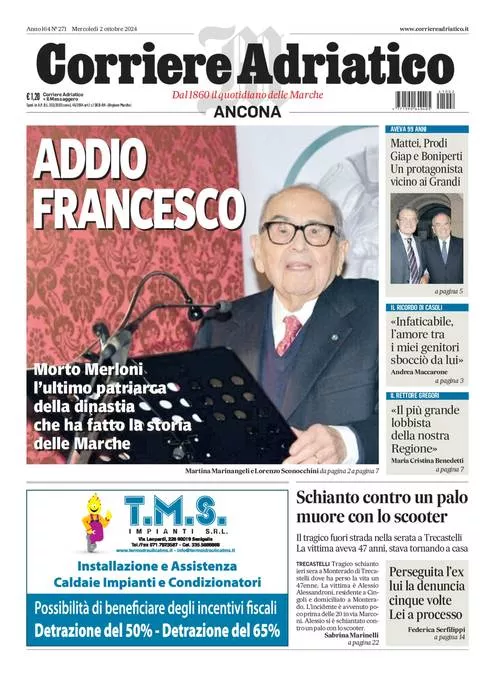 Prima-pagina-corriere adriatico-edizione-di-oggi-02-10-2024